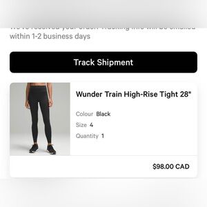 Lululemon wunder under trains size 4